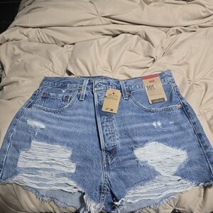 Levi's Light Blue Distressed Jean Shorts
